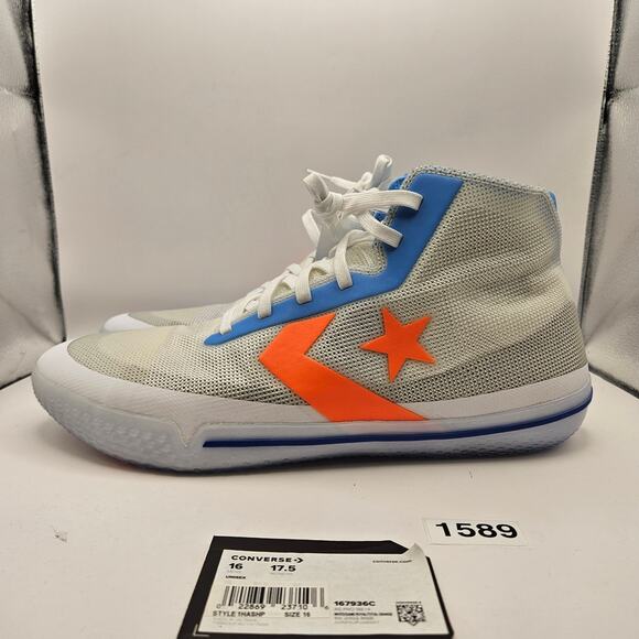 CONVERSE MEN\'S 16 ALL STAR PRO BB HIGH SOLSTICE WHITE ROYAL ORANGE 167936C NWOB main image 4